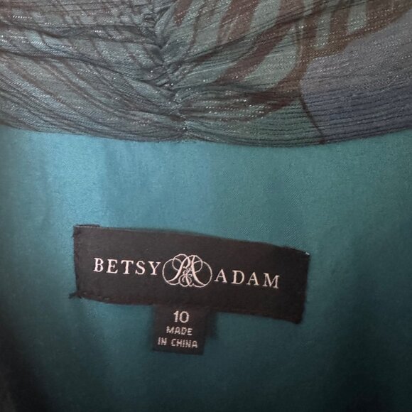 Betsy Adam High Neck Teal Gown - Picture 5 of 10